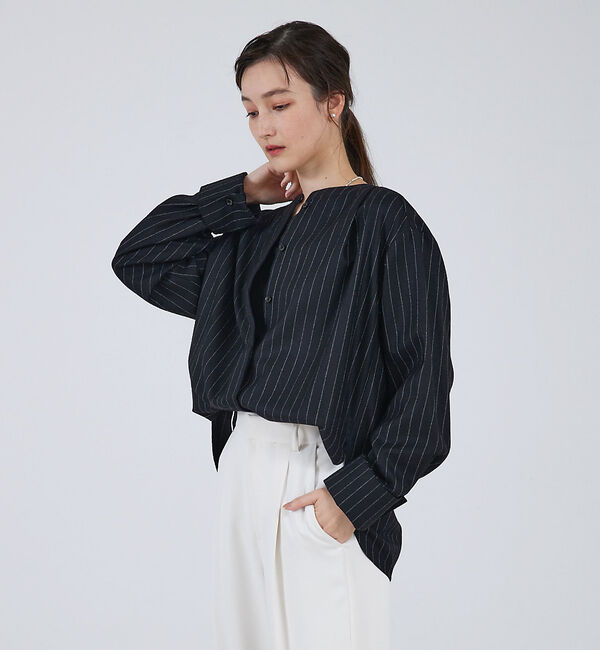 qualite「【セットアップ対応】ウールサキソニーWカフスシャツ」|シャツ・ブラウス|