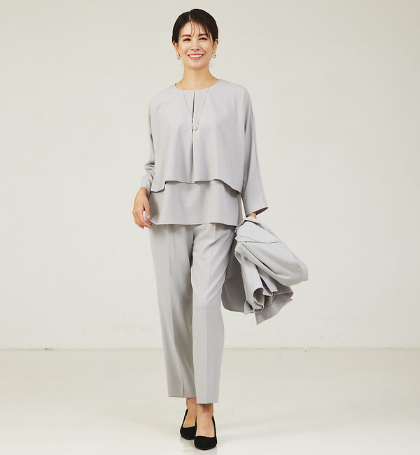 abahouse mavie「【エニデイカセット】ノーカラージャケット＆バックフレアパンツセットアップ」|スーツ|