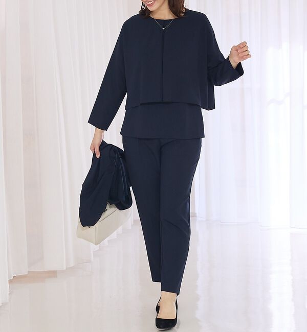 abahouse mavie「【エニデイカセット】ノーカラージャケット＆バックフレアパンツセットアップ」|スーツ|