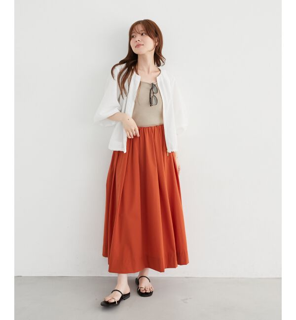  「《接触冷感》ナイロンストレッチタックギャザースカート」|スカート|