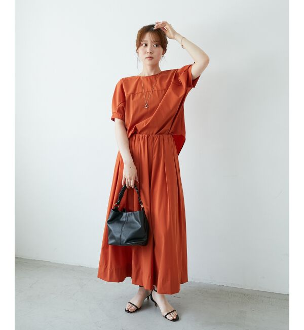  「《接触冷感》ナイロンストレッチタックギャザースカート」|スカート|