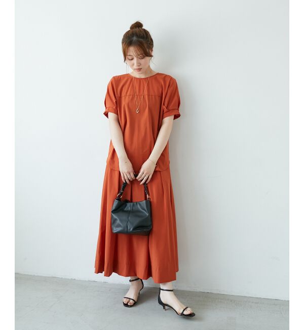  「《接触冷感》ナイロンストレッチタックギャザースカート」|スカート|