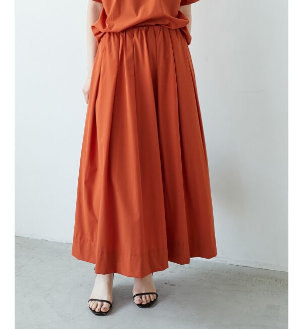  「《接触冷感》ナイロンストレッチタックギャザースカート」|スカート|