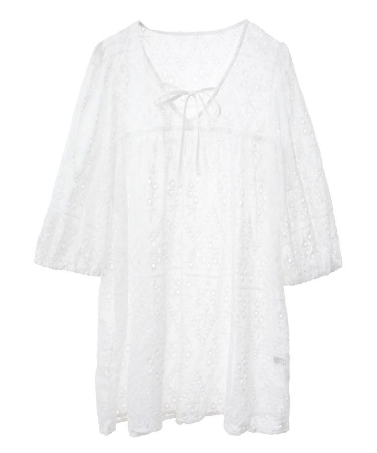 earth music&ecology「パフスリーブ楊柳刺繍チュニック」|チュニック|