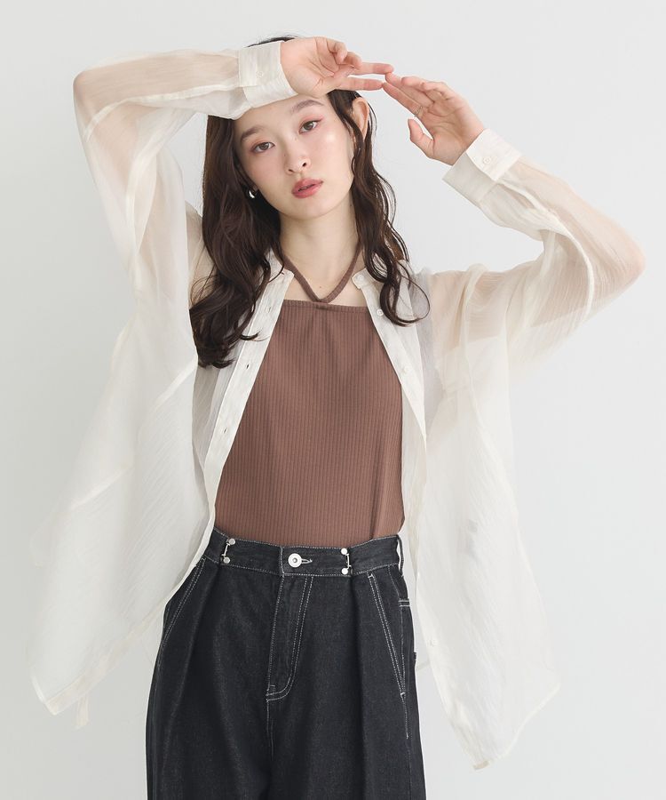 earth music&ecology「ウエストベルトシアーシャツ」|シャツ・ブラウス|Off White