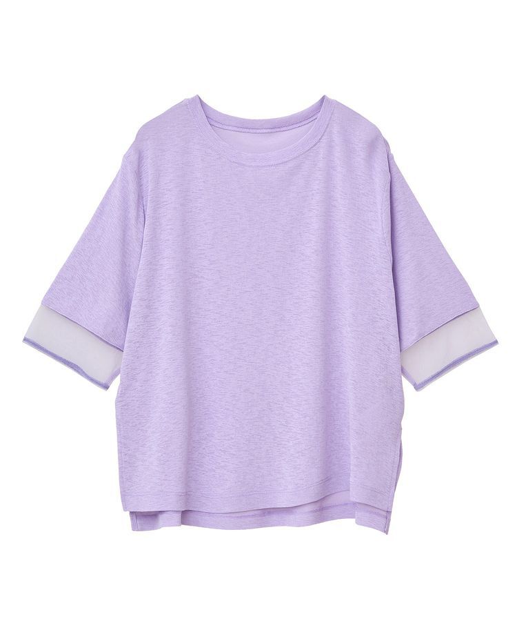 earth music&ecology「シアースリーブ半袖プルオーバー」|Tシャツ・カットソー|Lavender