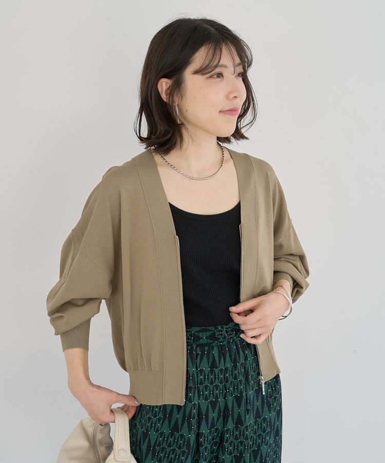 Green Parks「フロントZIPニットカーディガン」|カーディガン|