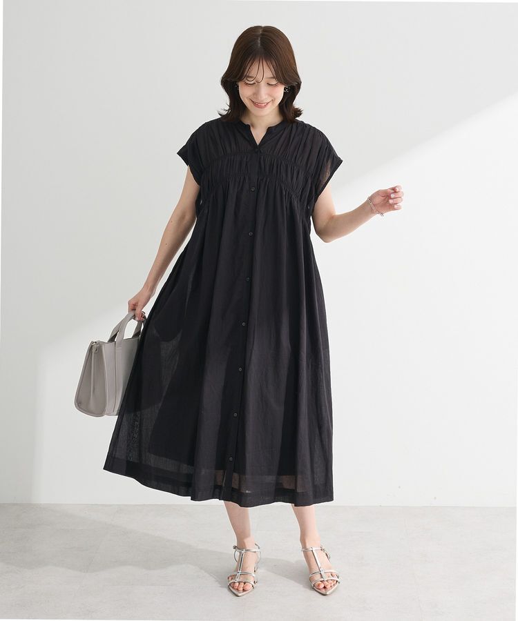 Green Parks「インド綿 シャーリングワンピース」|ワンピース|Black