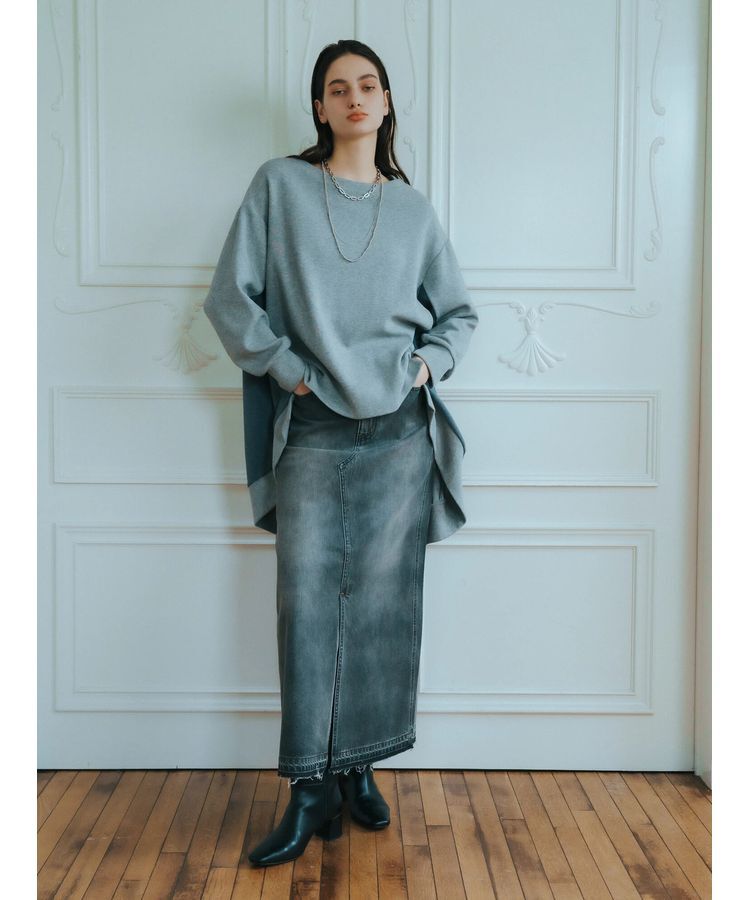 Editt by YECCA VECCA「クリアコーティングデニムロングスカート」|スカート|Gray