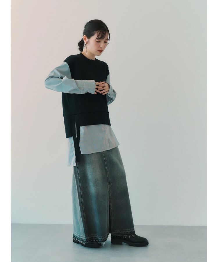 Editt by YECCA VECCA「クリアコーティングデニムロングスカート」|スカート|
