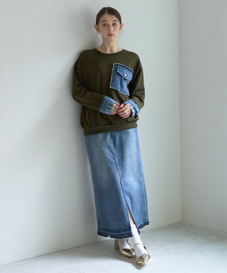 Editt by YECCA VECCA「クリアコーティングデニムロングスカート」|スカート|
