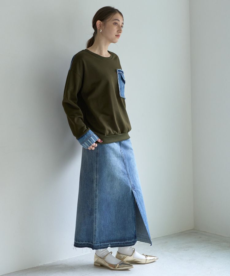 Editt by YECCA VECCA「クリアコーティングデニムロングスカート」|スカート|