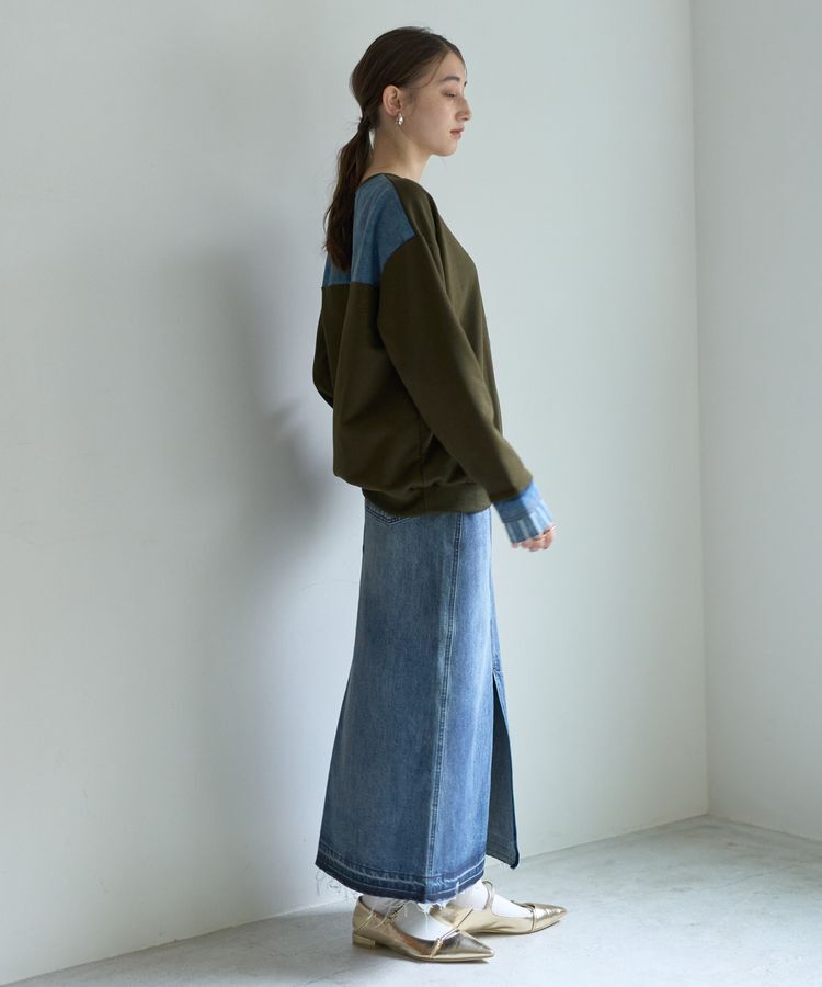 Editt by YECCA VECCA「クリアコーティングデニムロングスカート」|スカート|