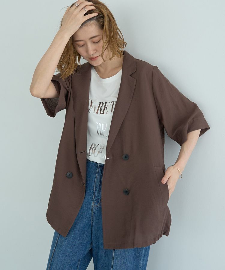 YECCA VECCA「ハーフスリーブライトジャケット」|テーラードジャケット|