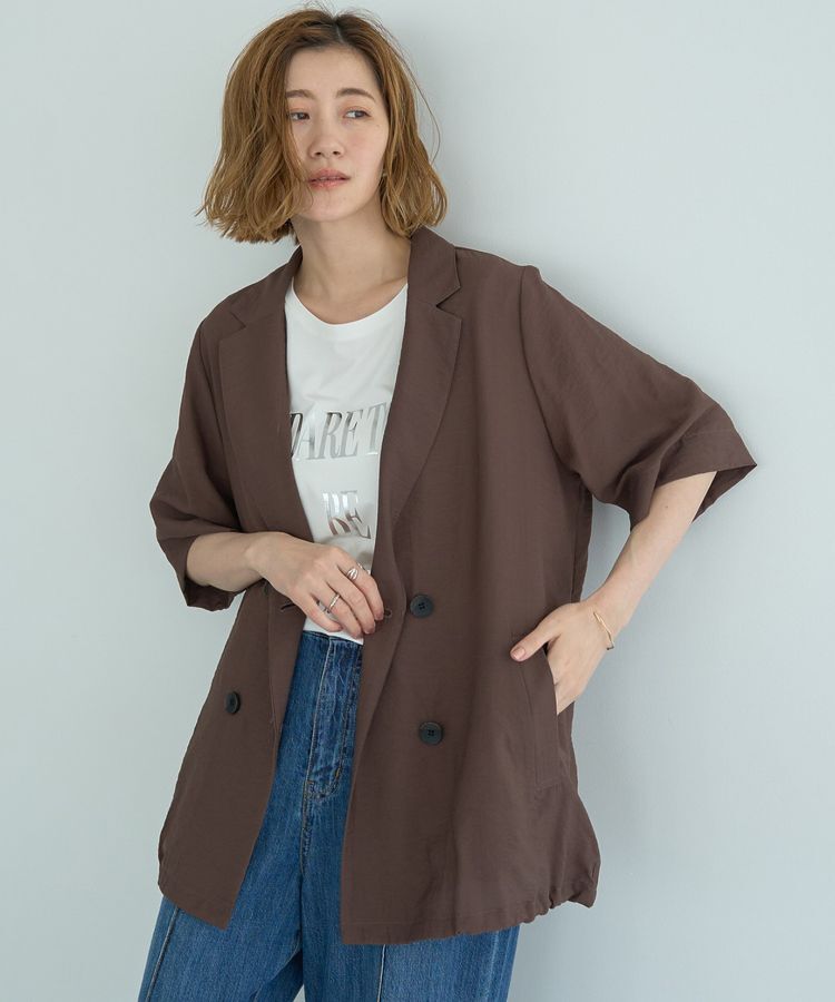 YECCA VECCA「ハーフスリーブライトジャケット」|テーラードジャケット|Brown