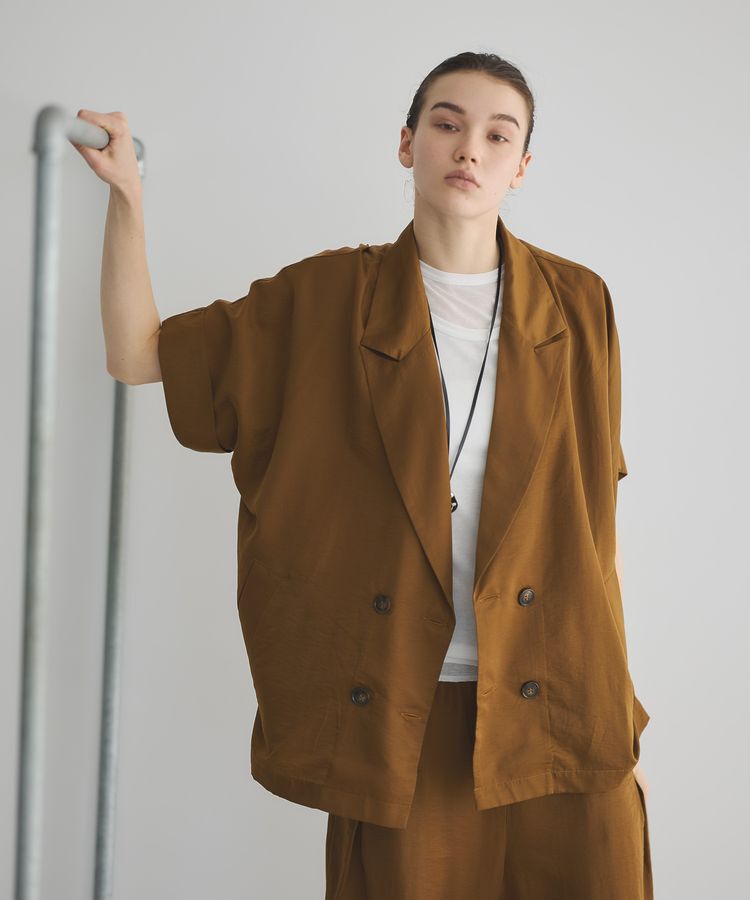 GARAGE OF GOOD CLOTHING「キュプラ混半袖ジャケット」|テーラードジャケット|Mocha