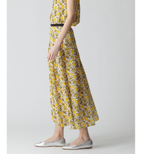 allureville「【セットアップ対応可能】リモーネプリントタックスカート」|フレア|