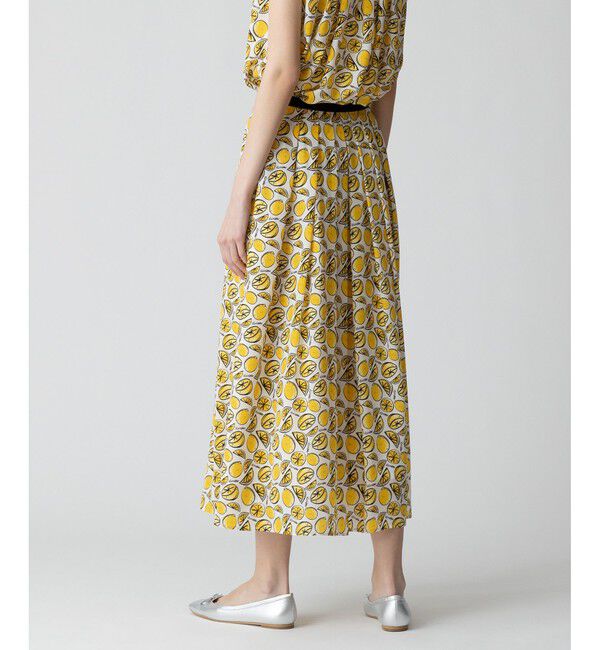 allureville「【セットアップ対応可能】リモーネプリントタックスカート」|フレア|