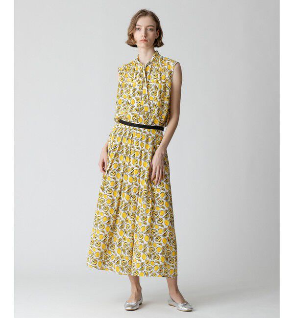 allureville「【セットアップ対応可能】リモーネプリントタックスカート」|フレア|