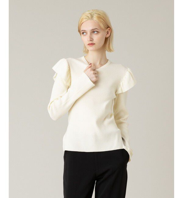 LOULOU WILLOUGHBY「【LOULOU WILLOUGHBY】フリルスリットプルオーバー」|ニット・セーター|