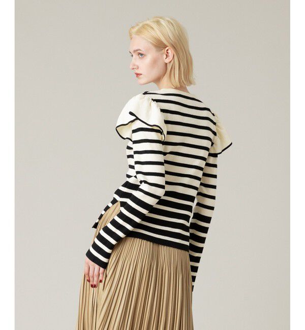 LOULOU WILLOUGHBY「【LOULOU WILLOUGHBY】フリルスリットプルオーバー」|ニット・セーター|