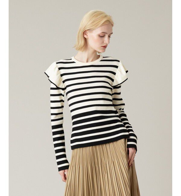 LOULOU WILLOUGHBY「【LOULOU WILLOUGHBY】フリルスリットプルオーバー」|ニット・セーター|