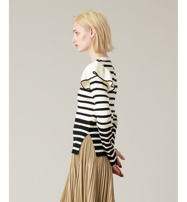 LOULOU WILLOUGHBY「【LOULOU WILLOUGHBY】フリルスリットプルオーバー」|ニット・セーター|