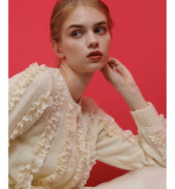 LOULOU WILLOUGHBY「【LOULOU WILLOUGHBY】レーストリミングカーディガン」|カーディガン|