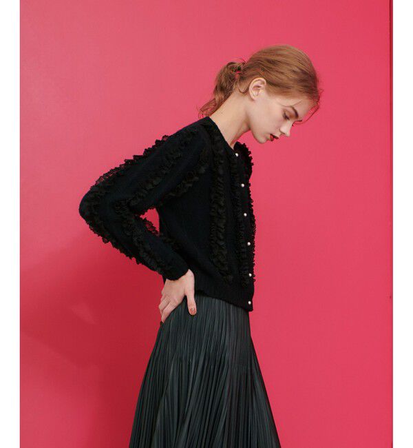 LOULOU WILLOUGHBY「【LOULOU WILLOUGHBY】レーストリミングカーディガン」|カーディガン|