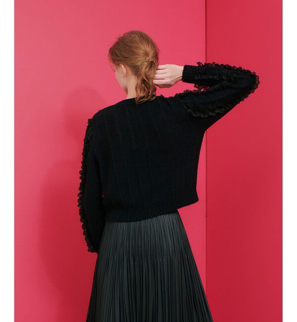 LOULOU WILLOUGHBY「【LOULOU WILLOUGHBY】レーストリミングカーディガン」|カーディガン|