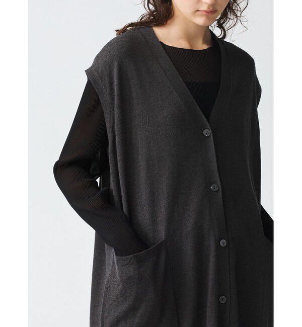 mizuiro ind「mizuiro ind Vネックロングベスト」|ベスト・ジレ|