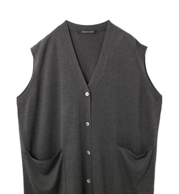 mizuiro ind「mizuiro ind Vネックロングベスト」|ベスト・ジレ|