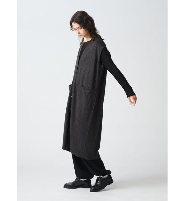 mizuiro ind「mizuiro ind Vネックロングベスト」|ベスト・ジレ|