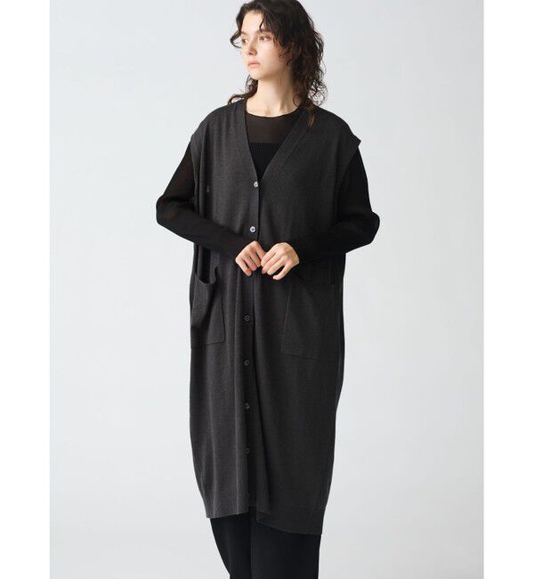 mizuiro ind「mizuiro ind Vネックロングベスト」|ベスト・ジレ|