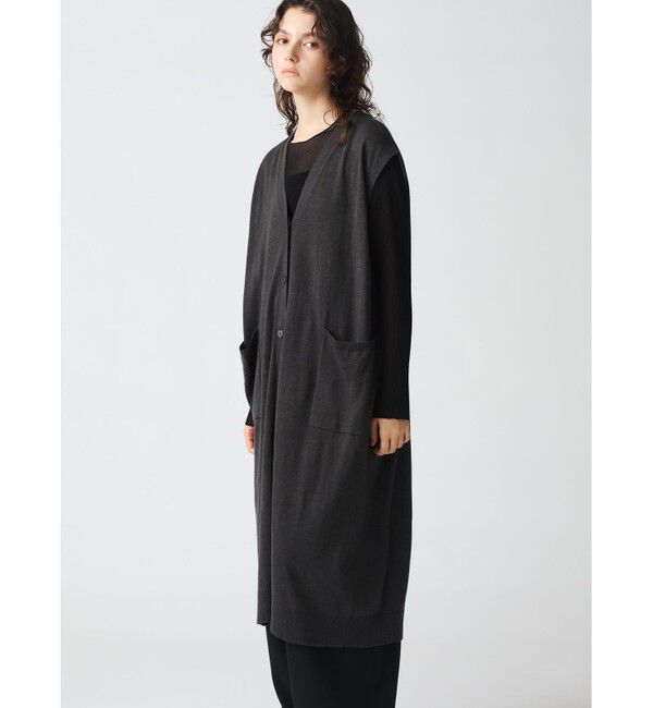 mizuiro ind「mizuiro ind Vネックロングベスト」|ベスト・ジレ|