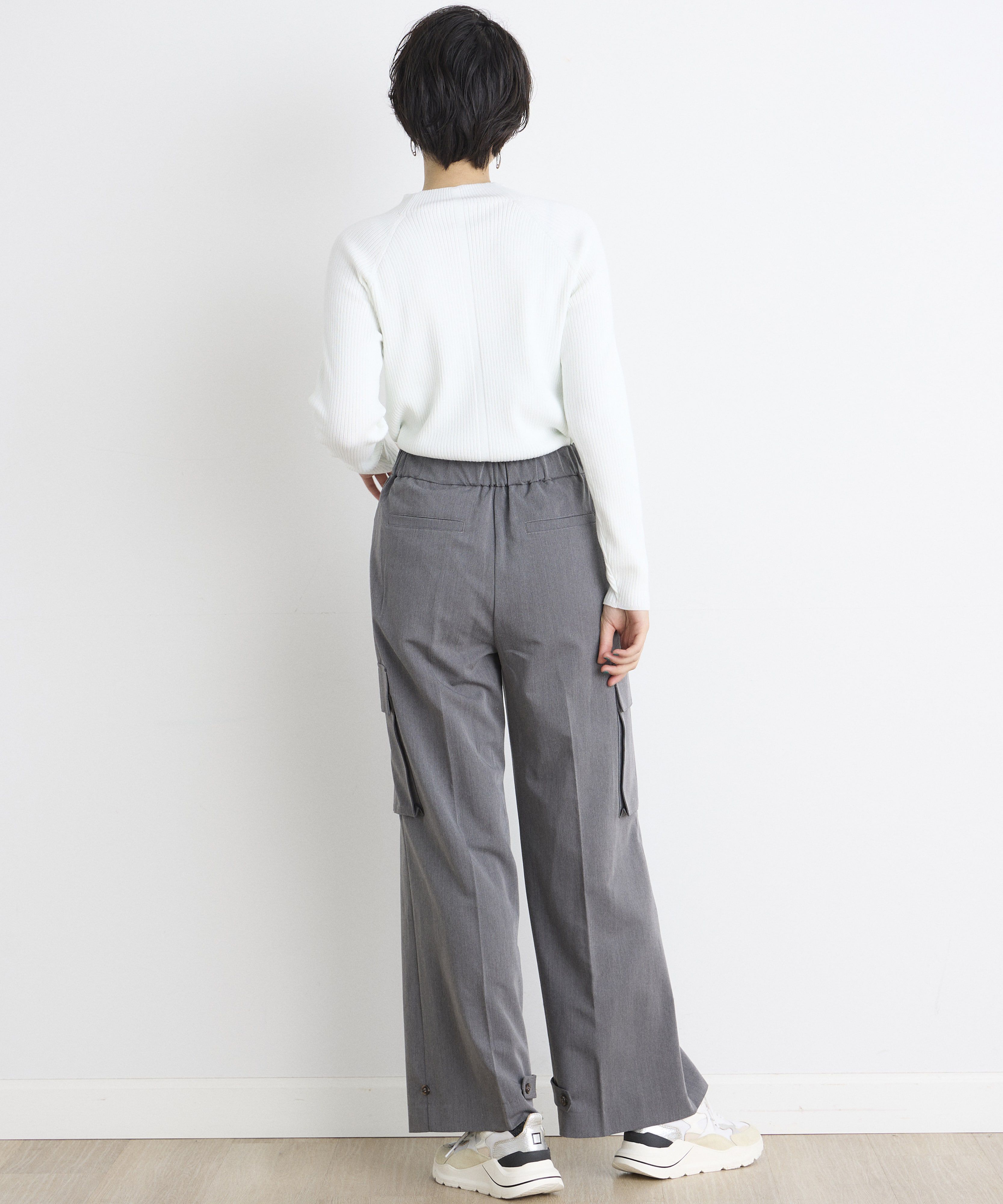 INED「《INED CLARO》ストレッチカーゴパンツ」|カーゴ|