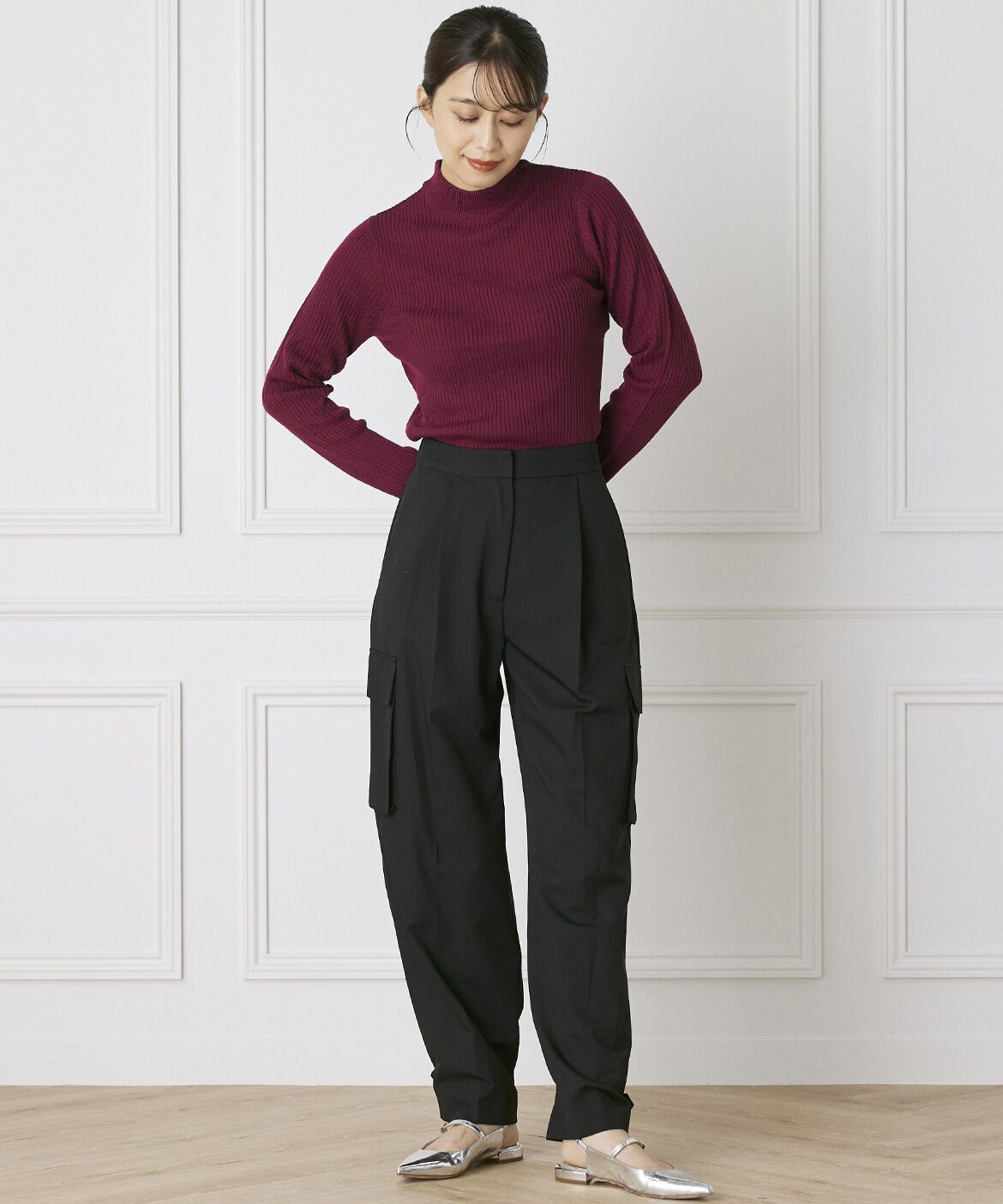 INED「《INED CLARO》ストレッチカーゴパンツ」|カーゴ|