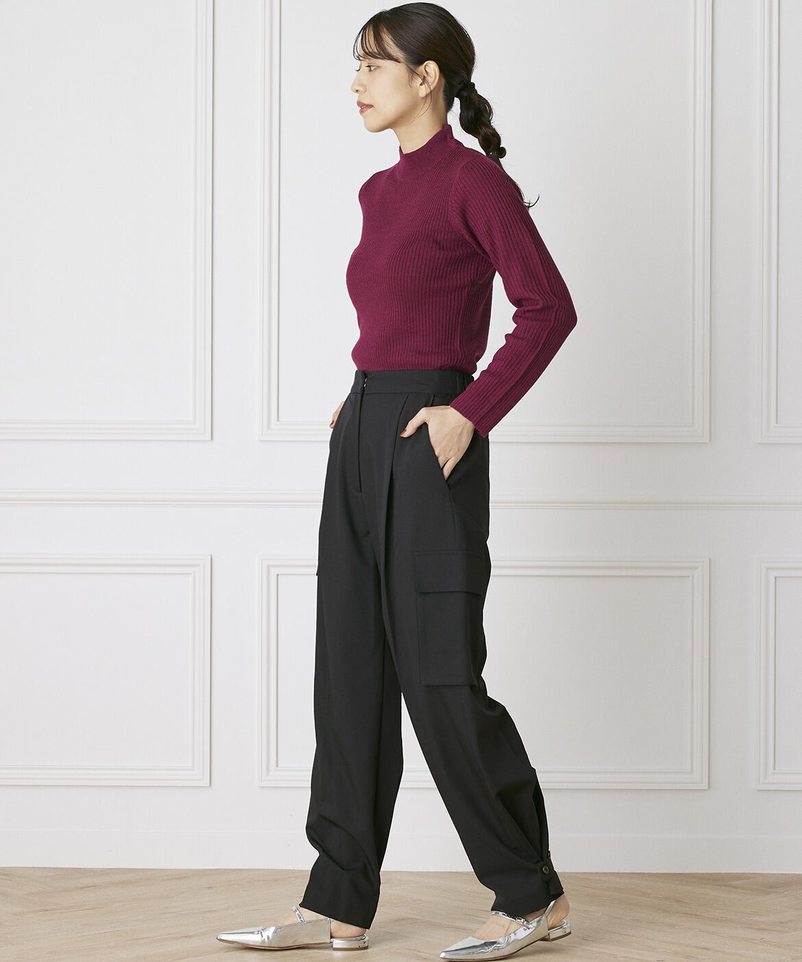 INED「《INED CLARO》ストレッチカーゴパンツ」|カーゴ|