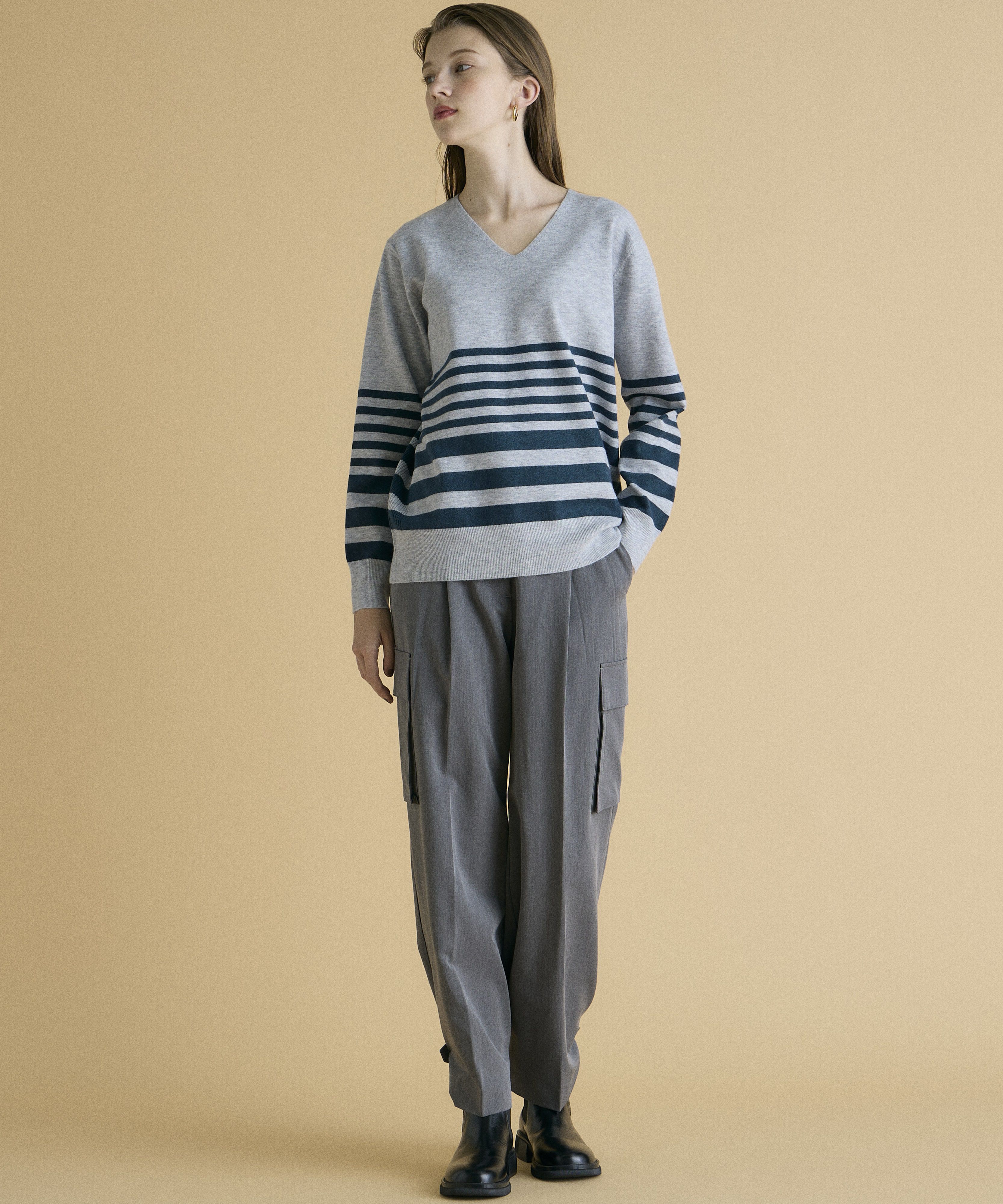 INED「《INED CLARO》ストレッチカーゴパンツ」|カーゴ|