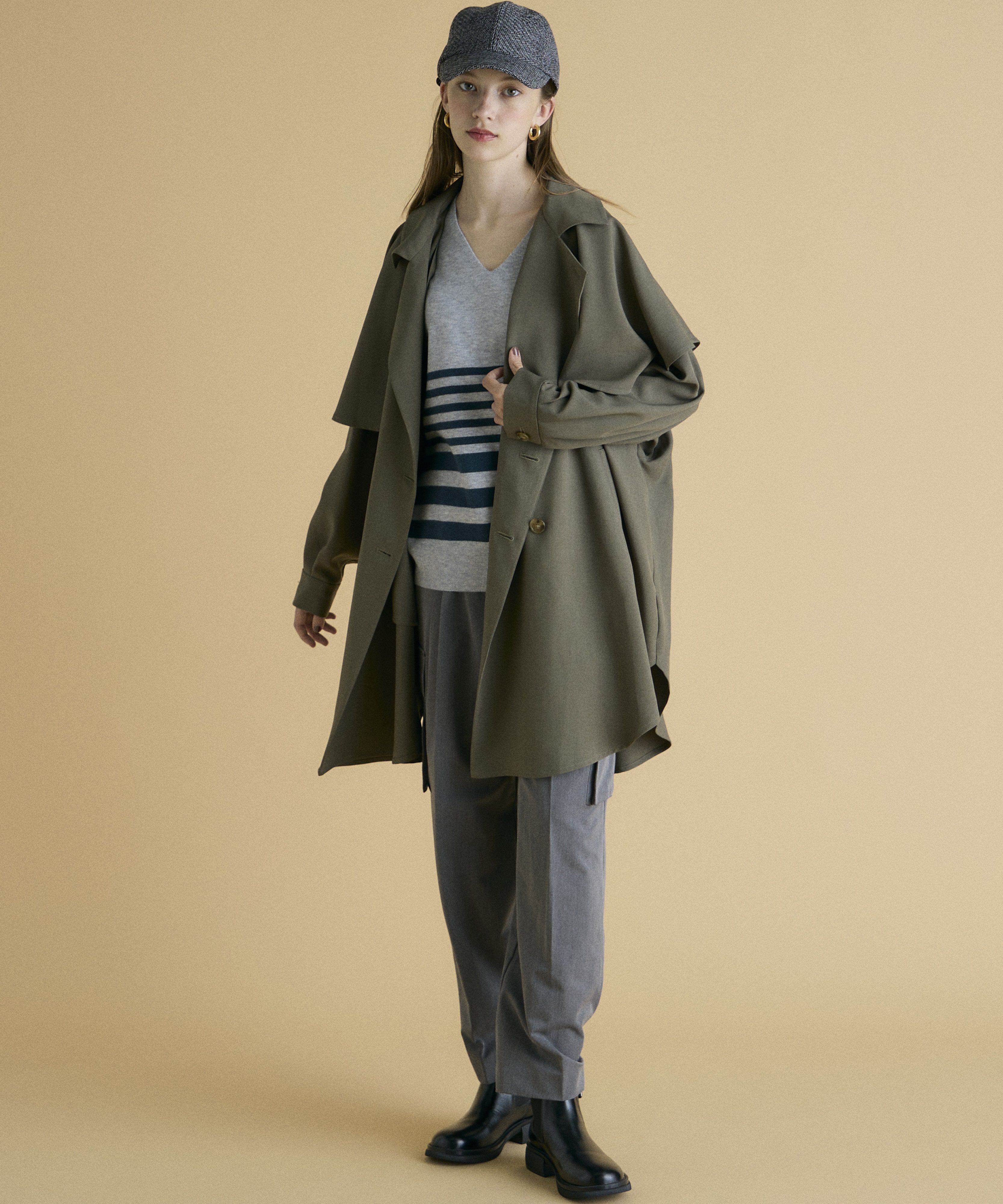 INED「《INED CLARO》ストレッチカーゴパンツ」|カーゴ|