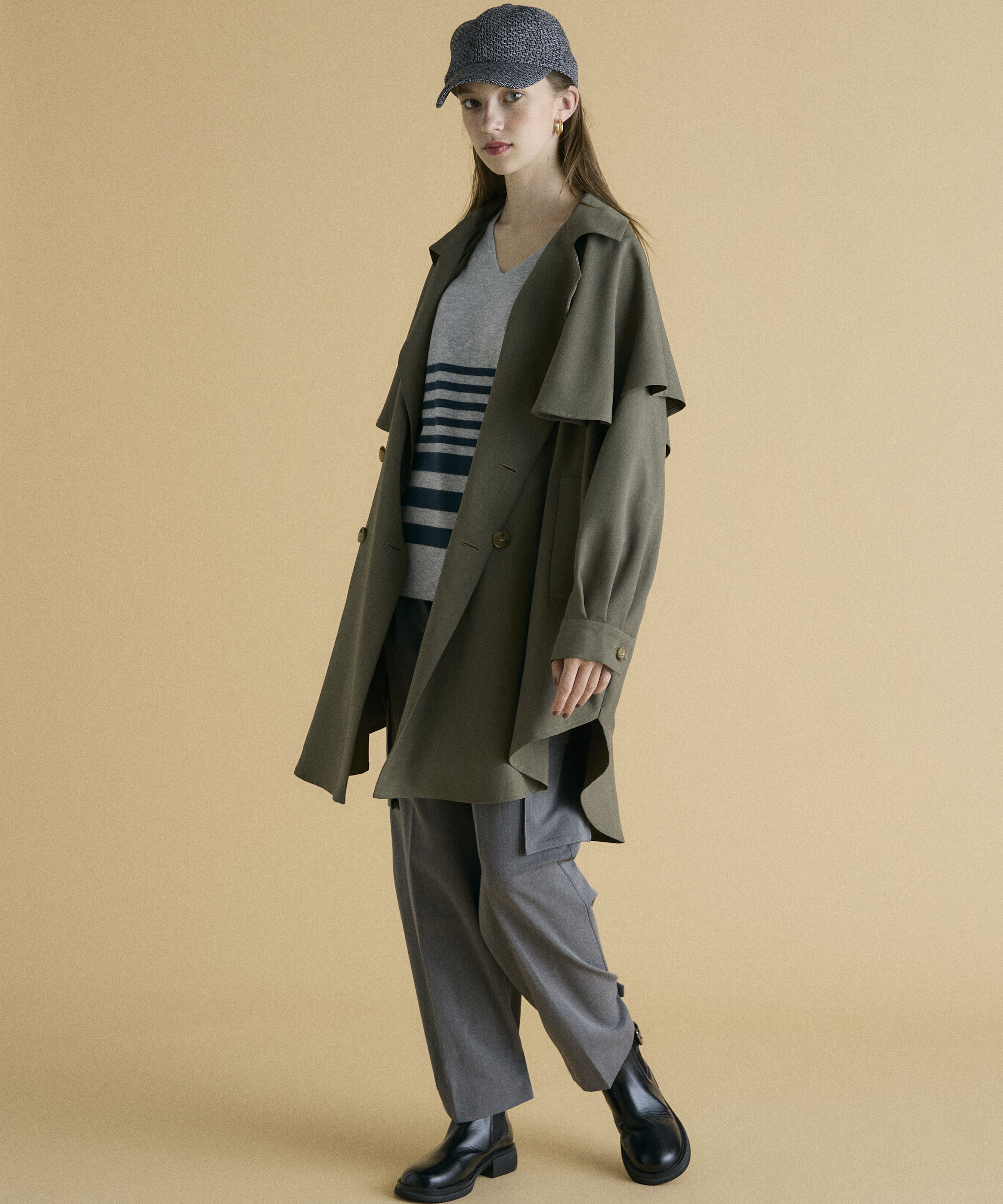 INED「《INED CLARO》ストレッチカーゴパンツ」|カーゴ|