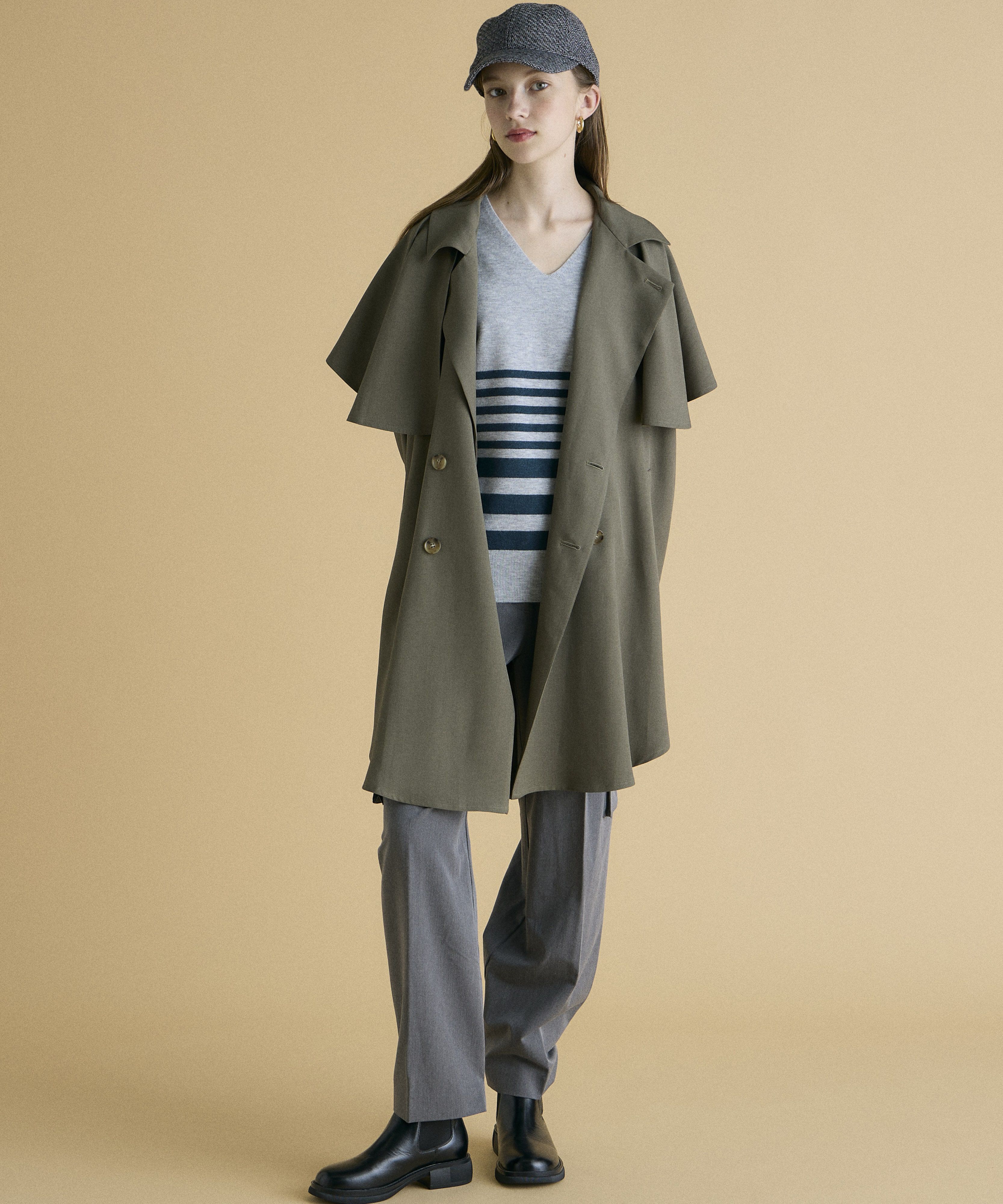 INED「《INED CLARO》ストレッチカーゴパンツ」|カーゴ|