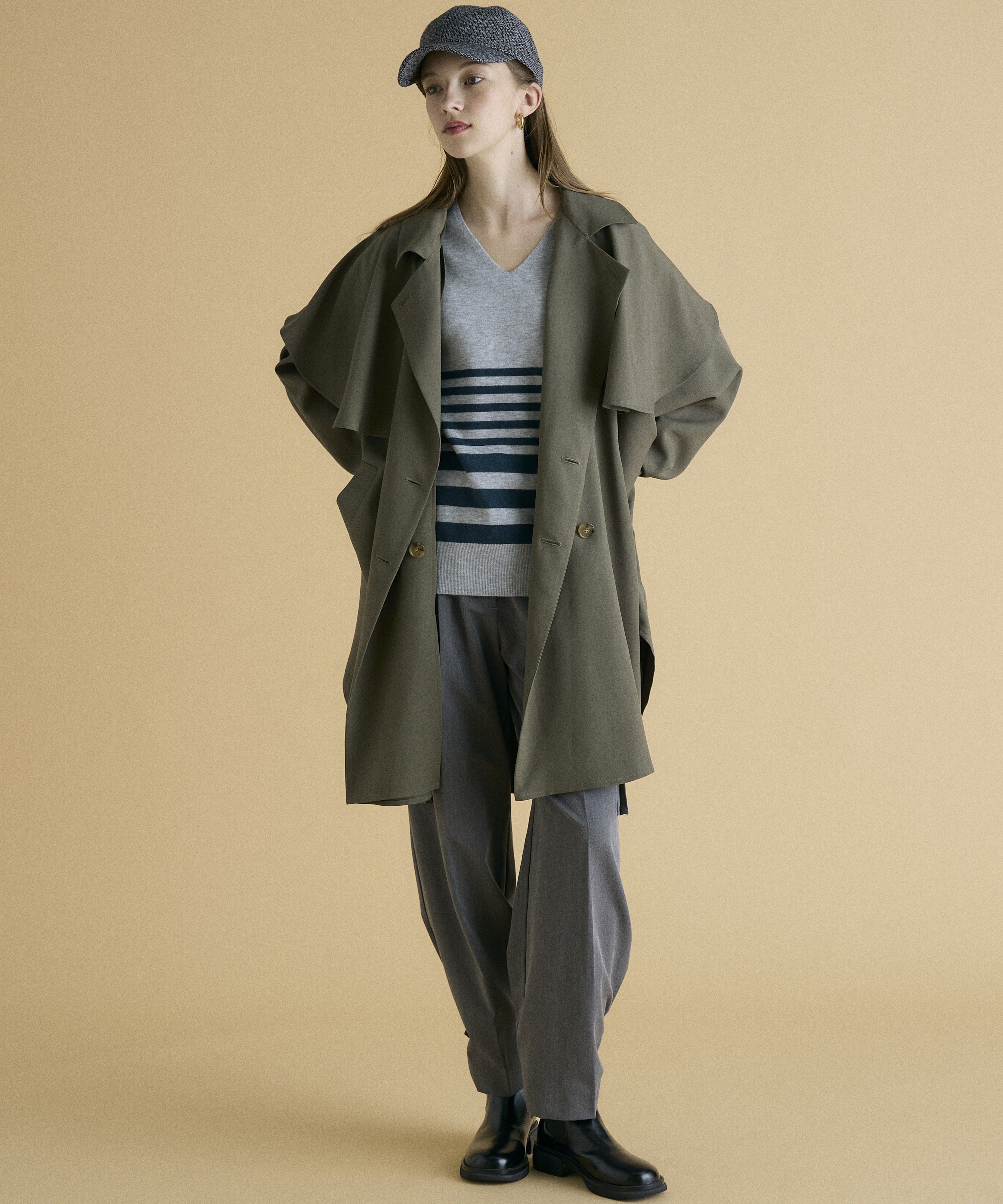 INED「《INED CLARO》ストレッチカーゴパンツ」|カーゴ|