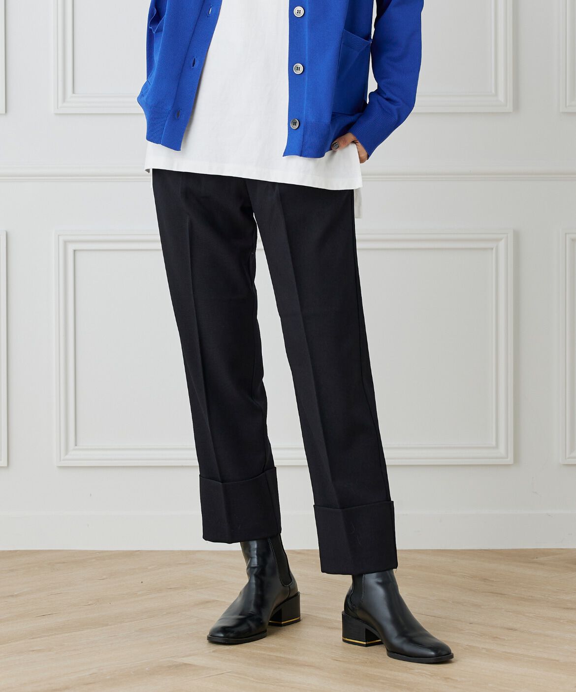 I.T.'S international「ウールライクロールアップテーパードパンツ」|その他|ブラック