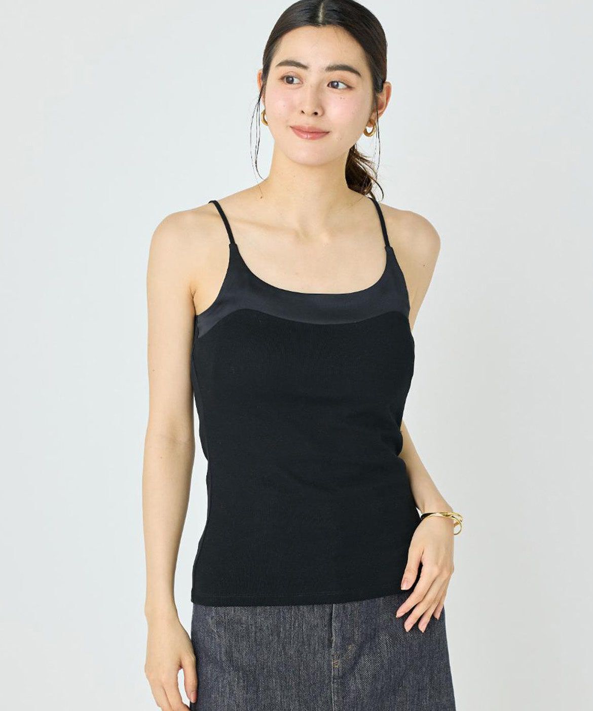 DAY by DAY it&rsquo;s international「サテン切り替えキャミソール《スビン綿MIXフライス》」|キャミソール|ブラック