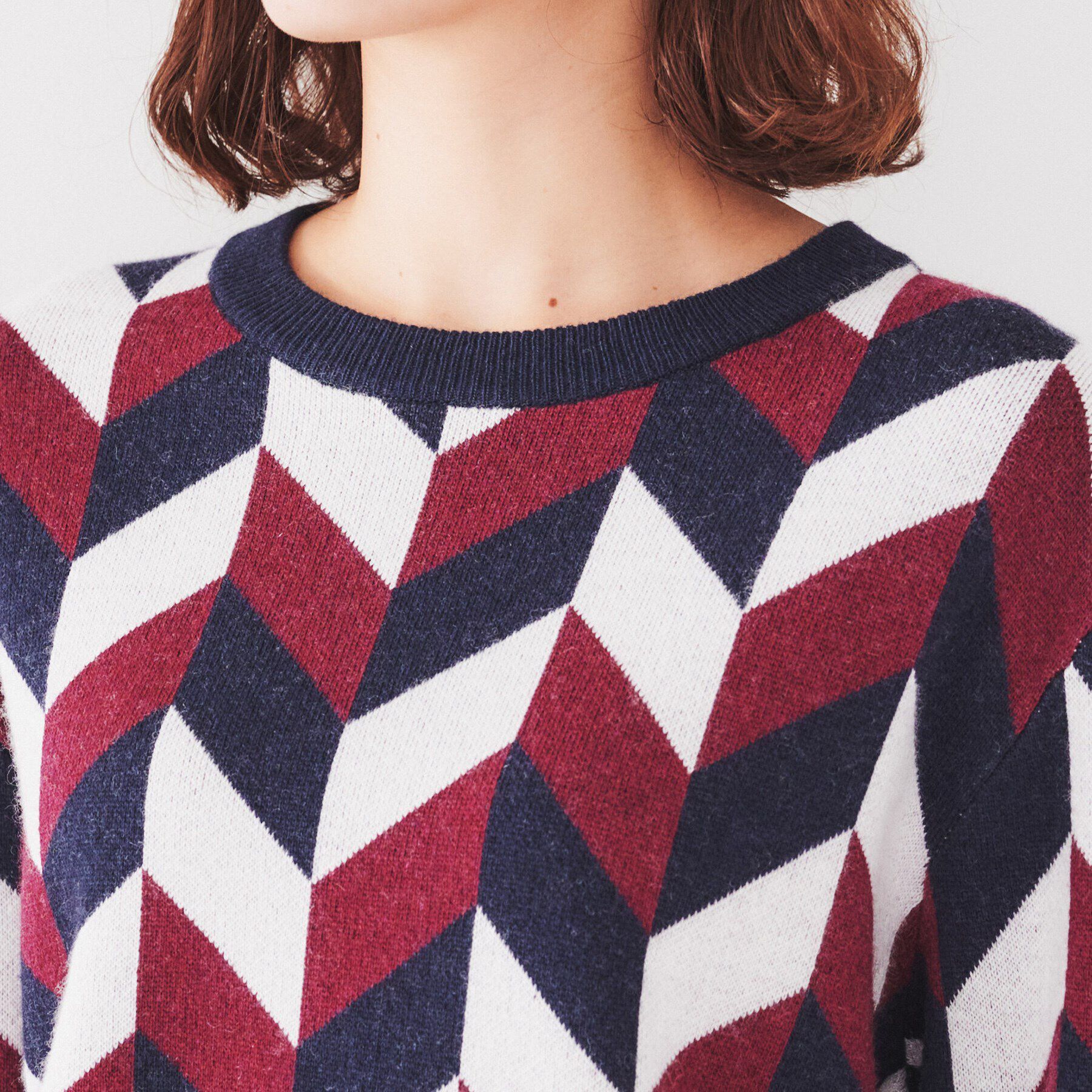 UNTITLED「【着映え/すっきり丈】ジオメトリック柄ジャカードニット」|ニット・セーター|