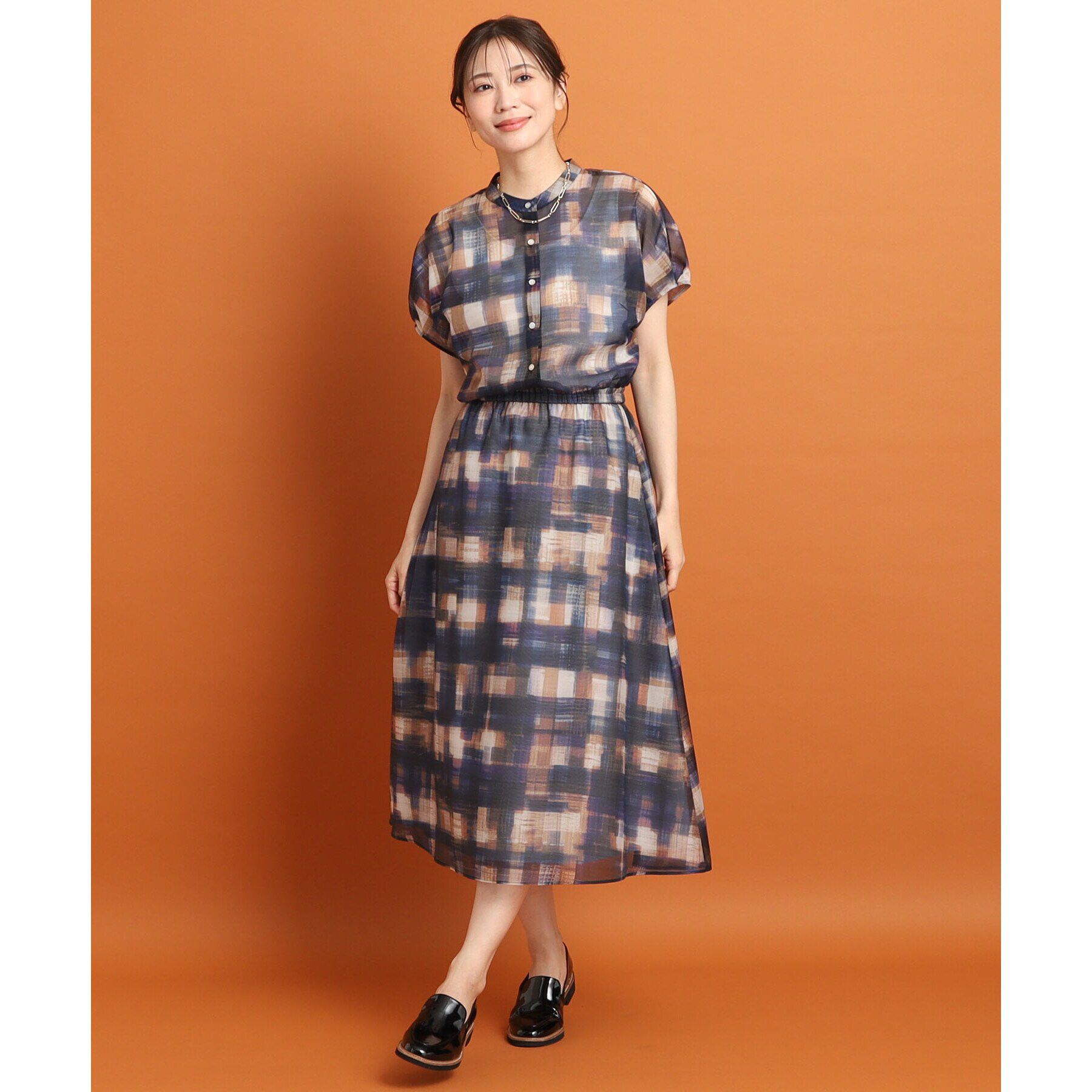 Reflect「【マシンウォッシュ可／セットアップ可能】シアーチェックブラウス」|シャツ・ブラウス|