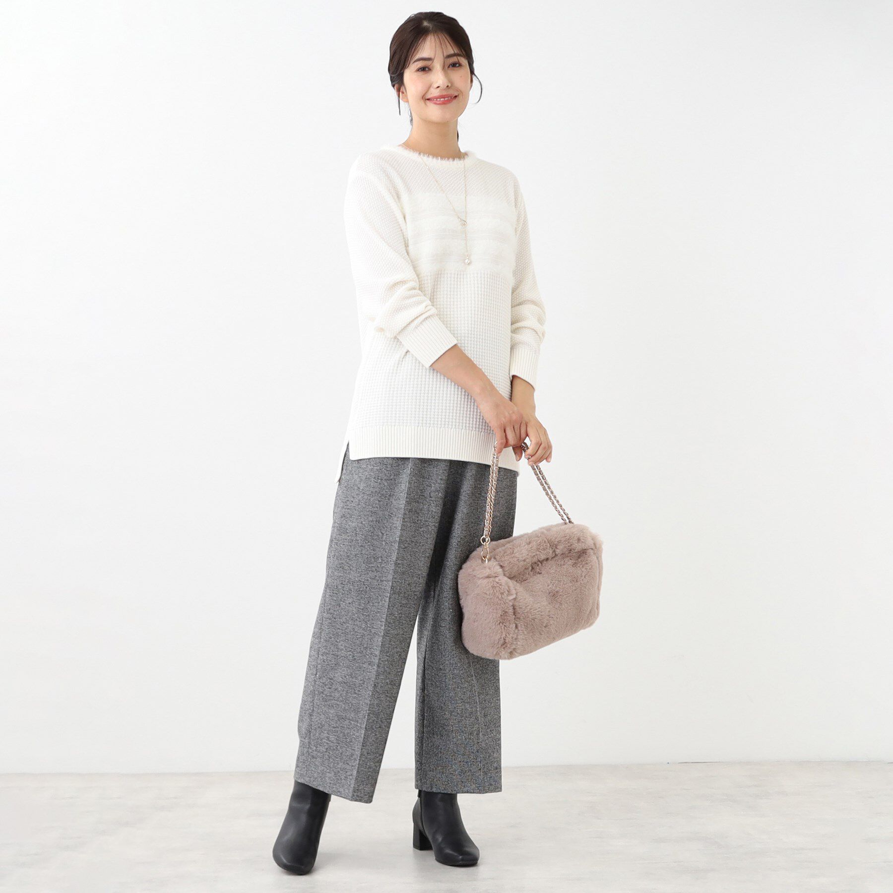 Reflect「【洗える】フェザーボーダーニット」|ニット・セーター|