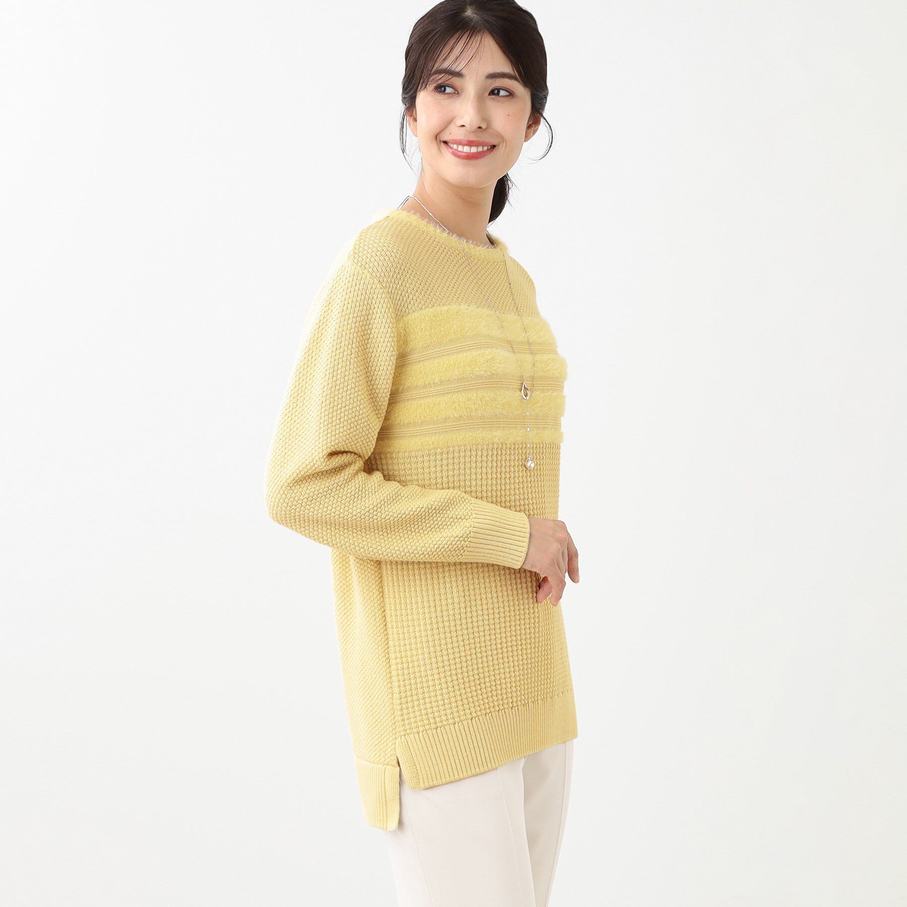 Reflect「【洗える】フェザーボーダーニット」|ニット・セーター|