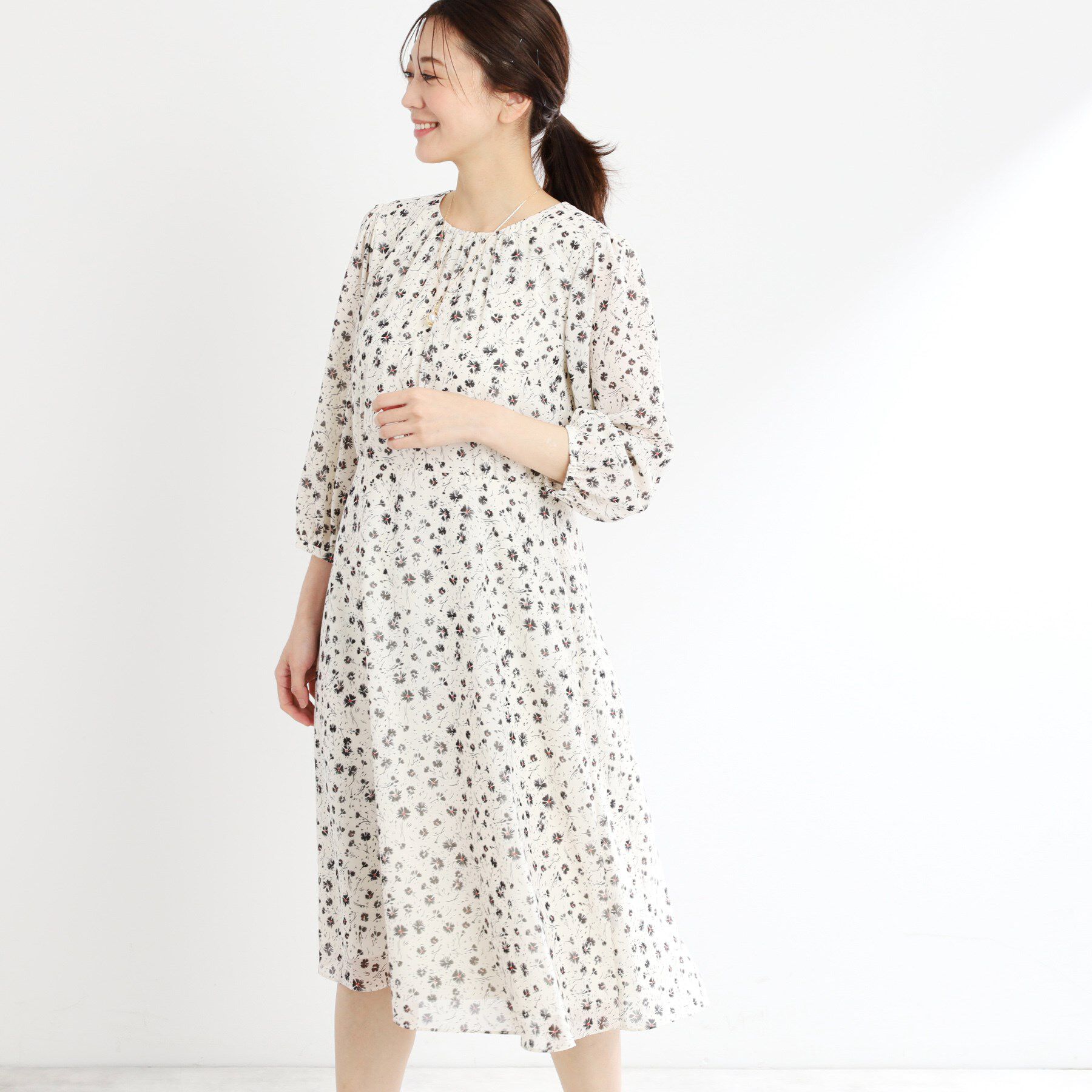 Reflect「【マシンウォッシュ可】フラワープリントワンピース」|ワンピース|